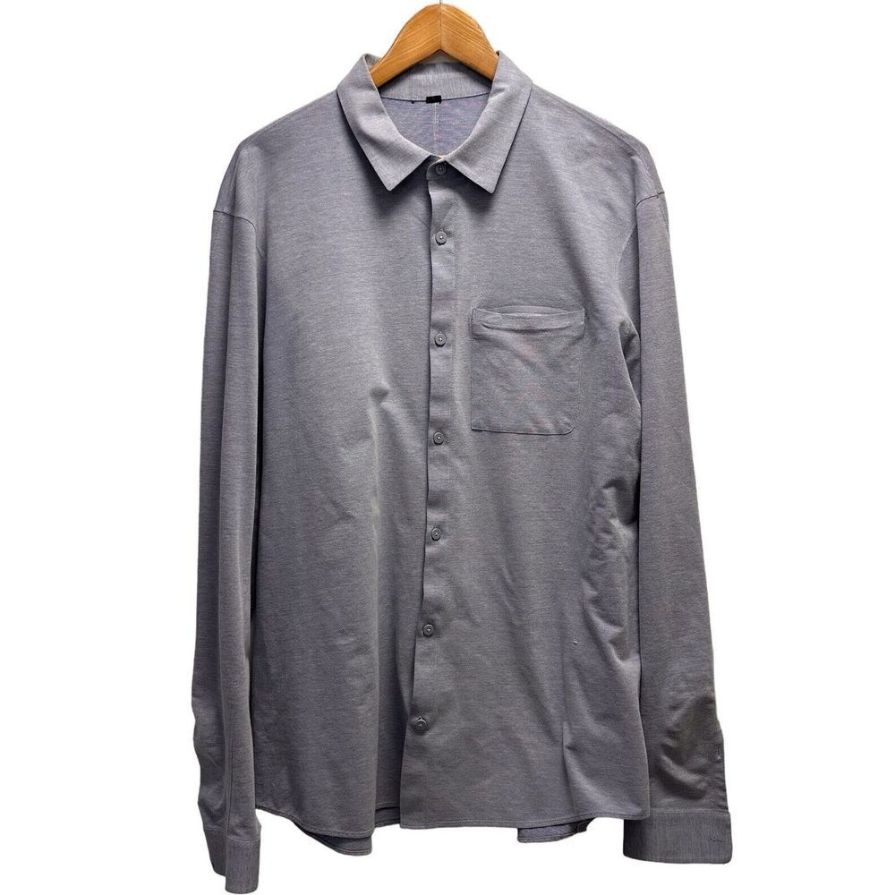 Lululemon Men's XXL Button Front Commission Pocket Shirt Long Sleeve Light Blue